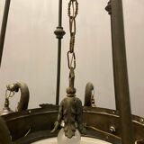 Antique italian liberty chandelier in bronze, 1940s