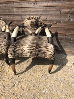 Set of 2 ethnic buffalo horn armchairs