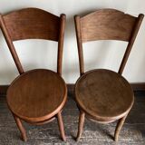 Set de 4 chaises bistrot Fischel en bois courbé chapeau de gendarme 1920