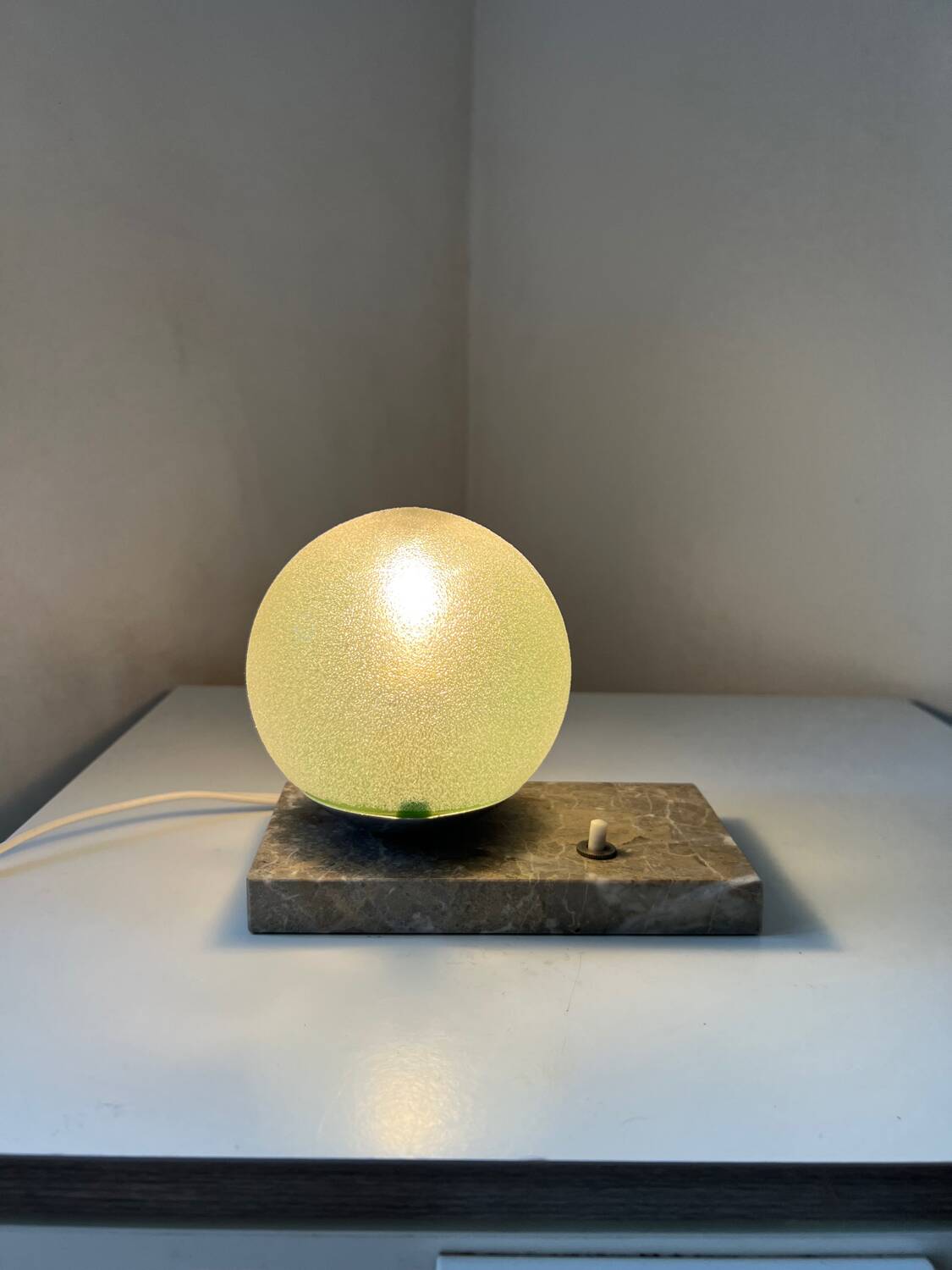 Art Deco marble granite glass globe ball table lamp