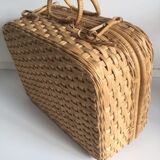 Suitcase round Wicker vintage
