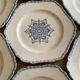 Set of 10 antique 6-sided flat plates – late 19th century earthenware, oriental light blue decor