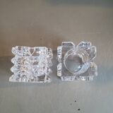 Pair of faceted glass tealight candle holders