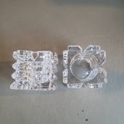 Pair of faceted glass tealight candle holders