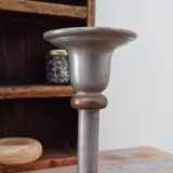 Antique candle holder in pewter and brass