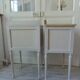 Pair of bedside tables, end tables re-enchanted in pearl gray, wooden top.