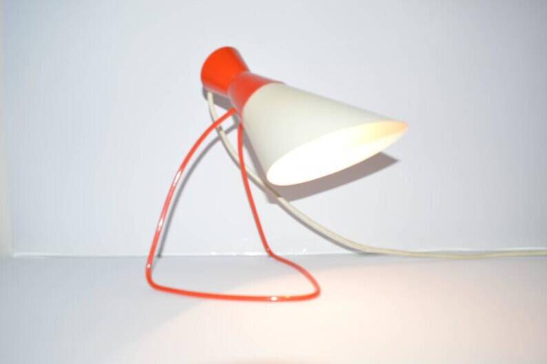 Napako Mid-Century Red and White Table Lamp, Josef Hurka, 1950s