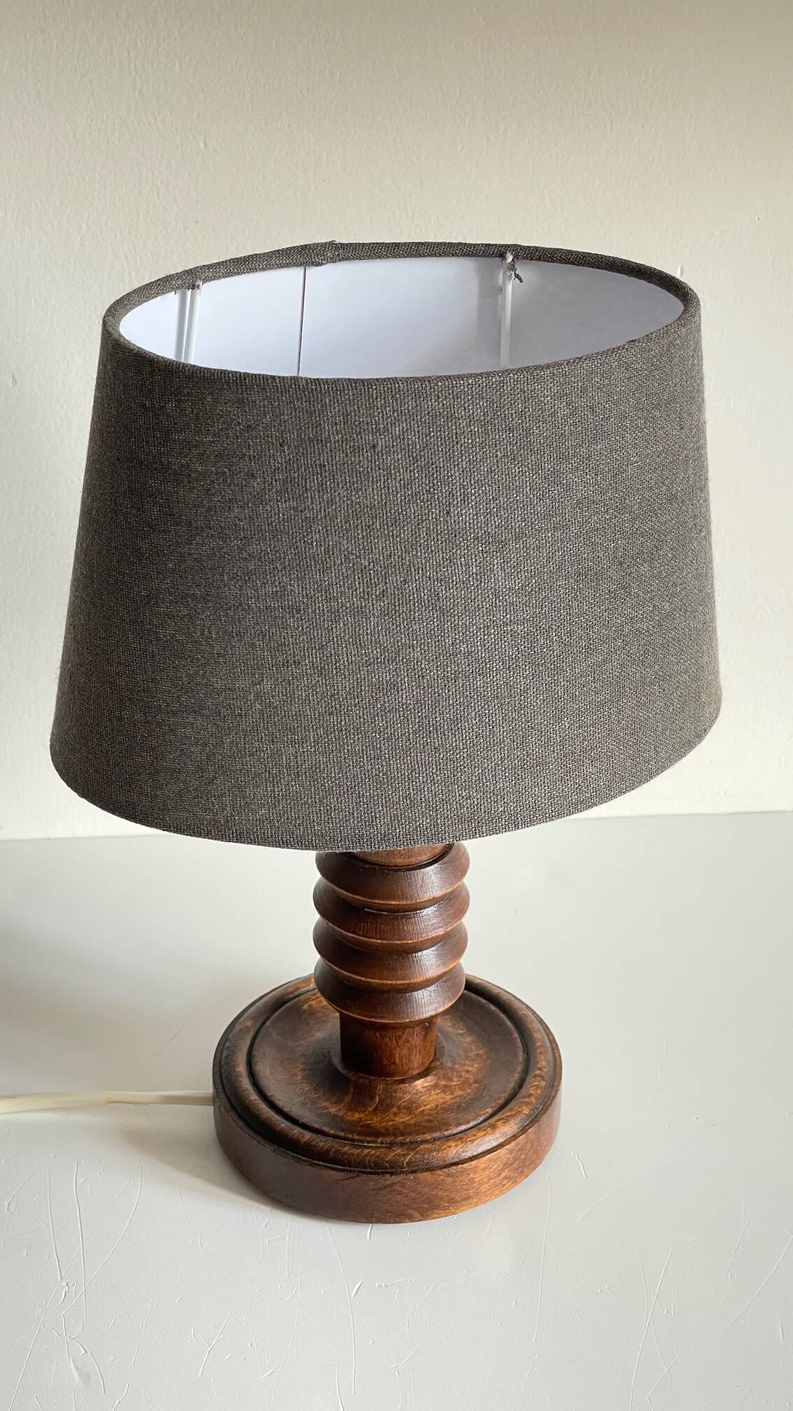 Vintage Charles Dudouyt Style Wooden Lamp