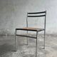 Chaise italienne chromée style Mid-Century avec assise en sangles naturelles — Structure chromée argentée