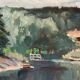Swedish Oil on Canvas – “Lake with Houses” by G. Arner – Signed