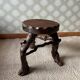 Brutalist tripod stool, vine legs, 1950s