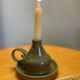 Pair of vintage glazed stoneware candle holders