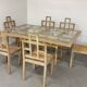 Ensemble 6 chaises et table à manger en chêne cérusé, 1980