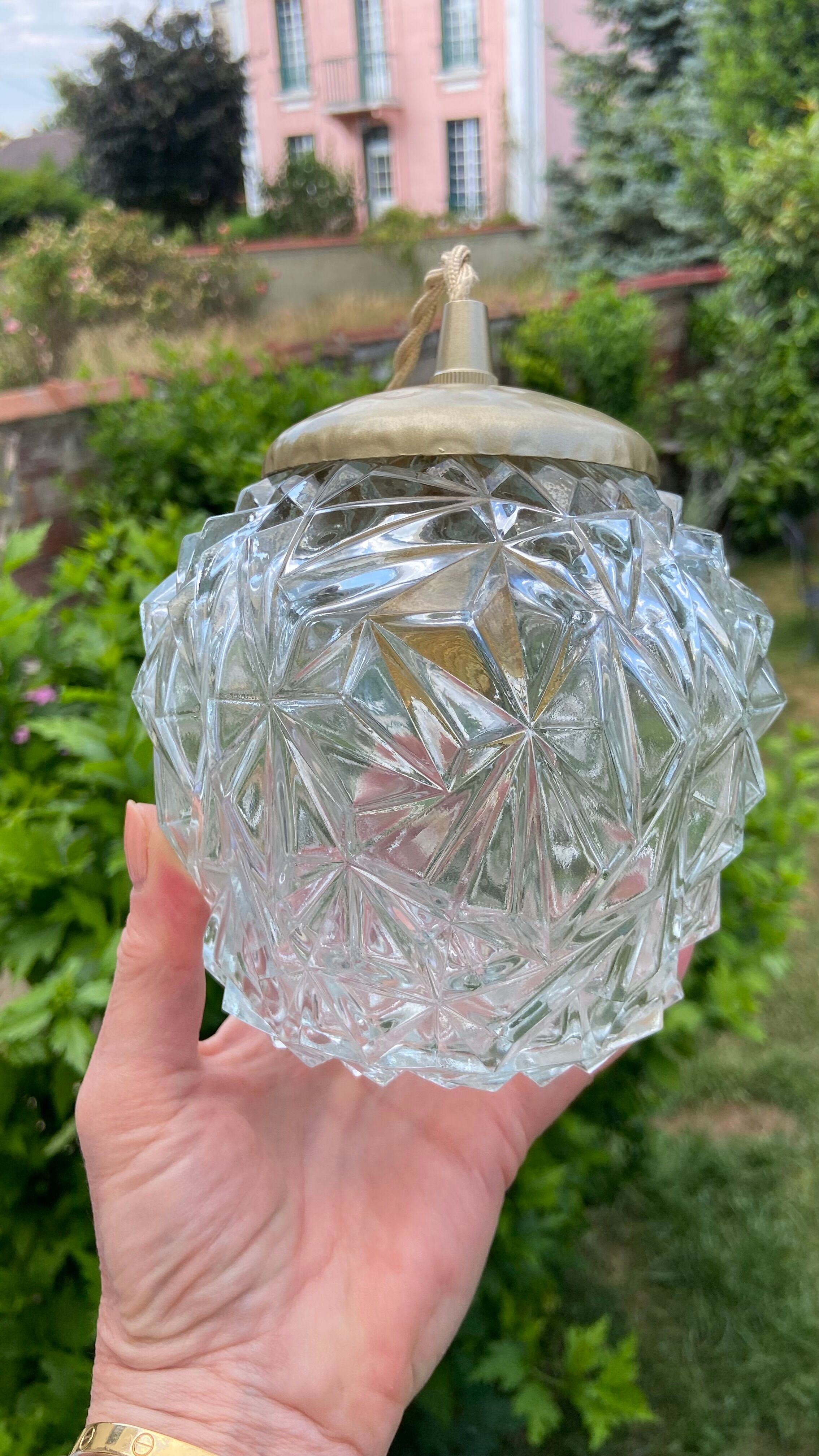 Vintage Origami glass pendant lamp