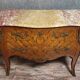 Curved jump commode, stamped, Louis XV style in marquetry.