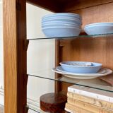 Dark wood display case and transparent glass