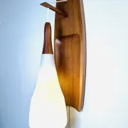 Floating Wall Lamp In Wood & Matt Opal Glass By Philips, The Netherlands, 1950S