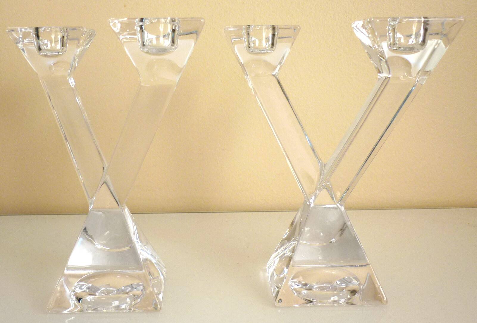 Pair of candlesticks, candelabra, crystal signed Villeroy & Boch, design and chic