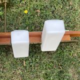 Scandinavian chandelier, brass, precious wood, 4 lights, shuttle 102 x 35 x 9 cm