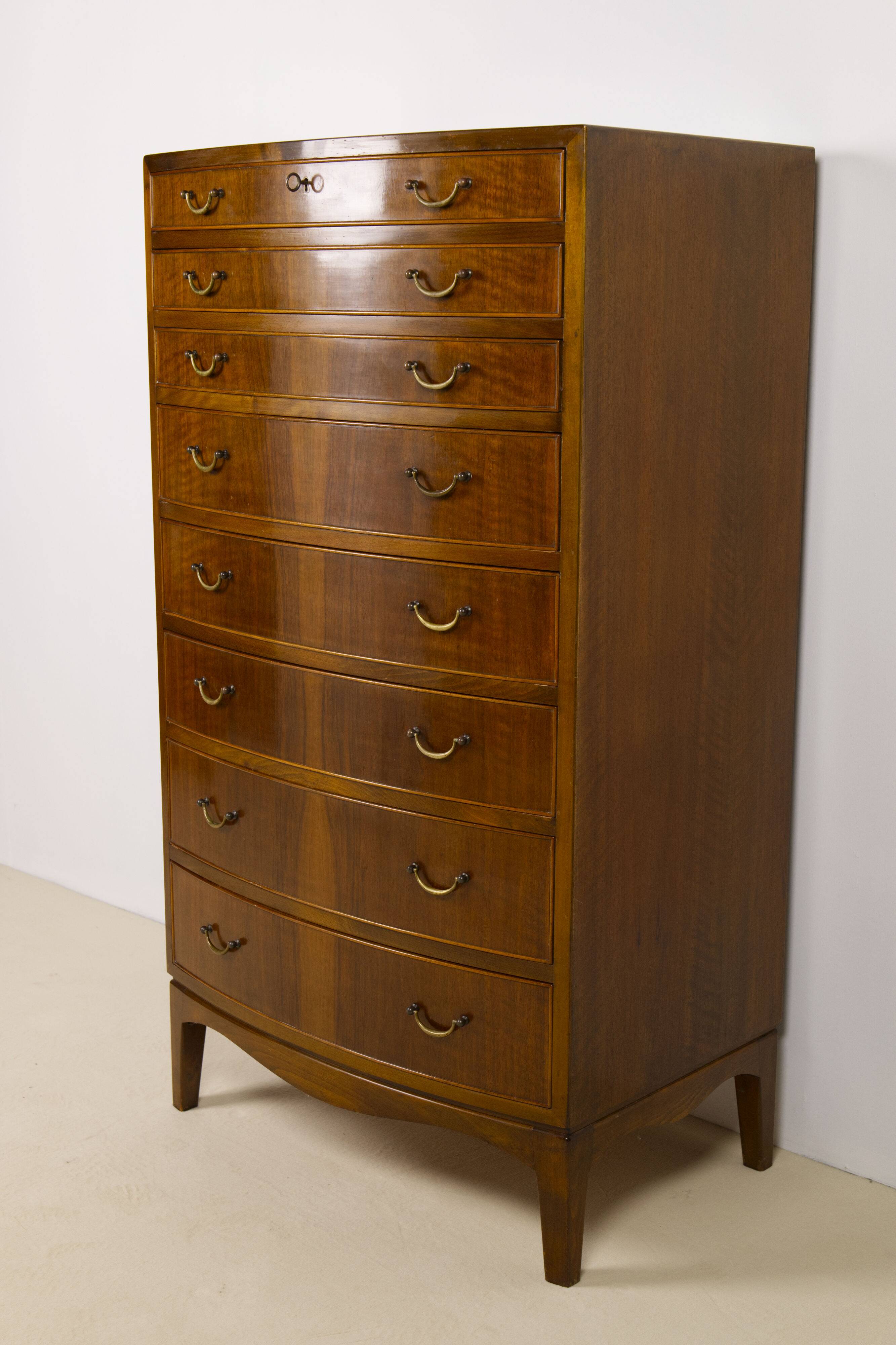 Large Nutwood Chest of Drawers by Ole Wanscher, 1940's