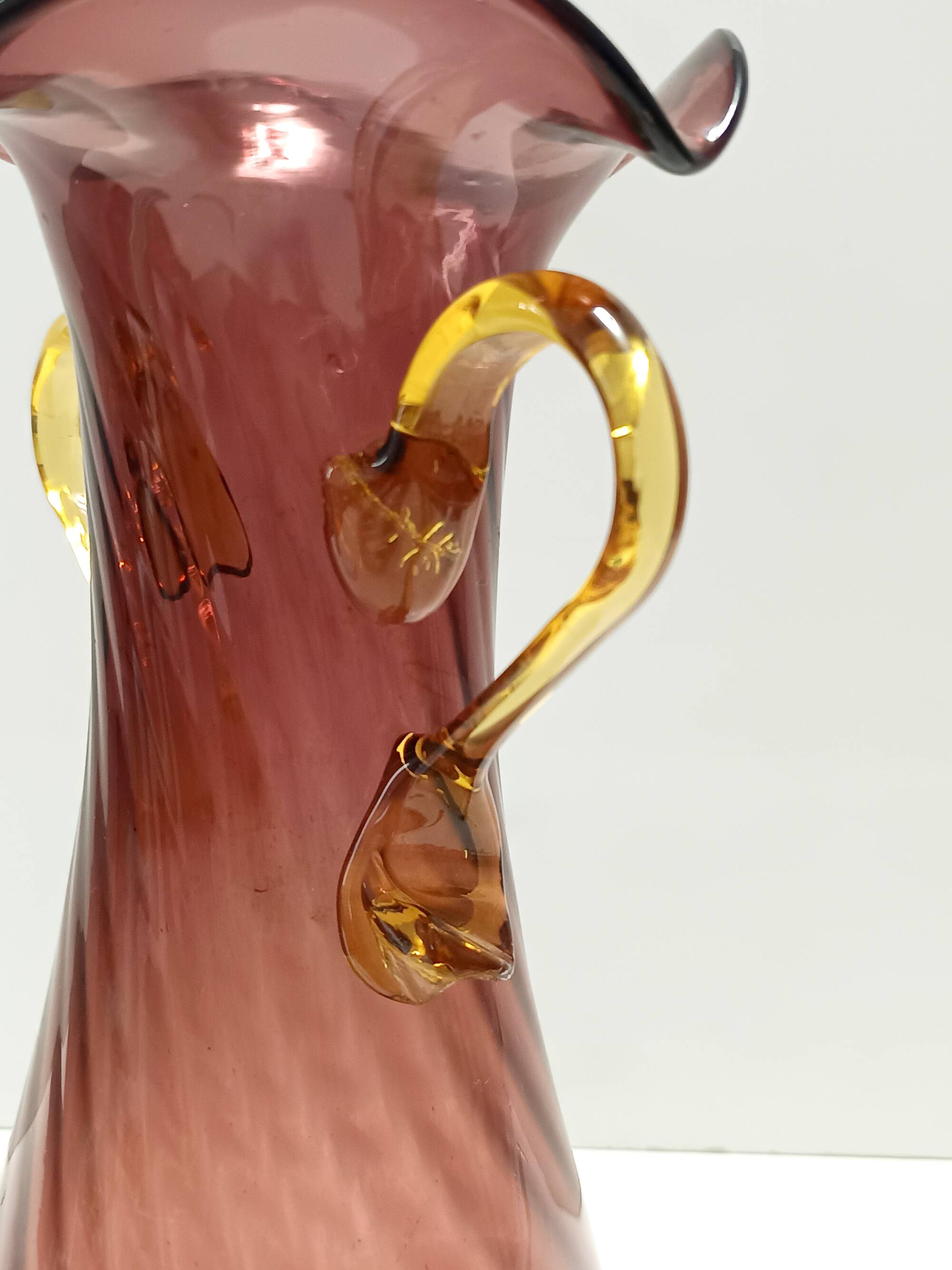 Brown and Yellow Murano Glass Amphora Vase by Fratelli Toso, Italy