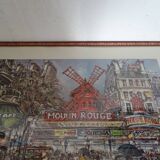 Lithograph Paris Moulin Rouge framed old