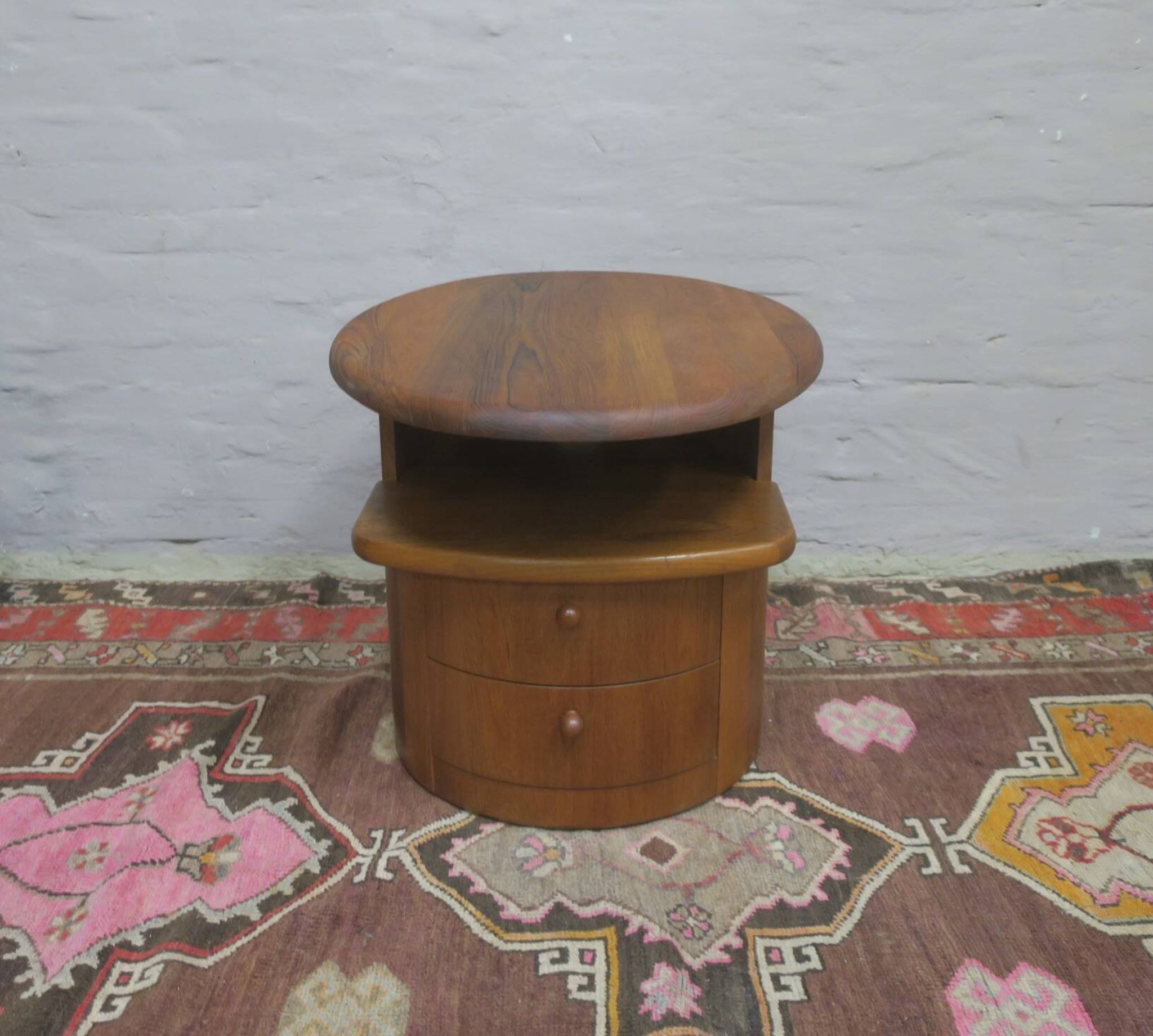 Solid teak oval coffee table with swivel top by Silkeborg, Denmark 1960s