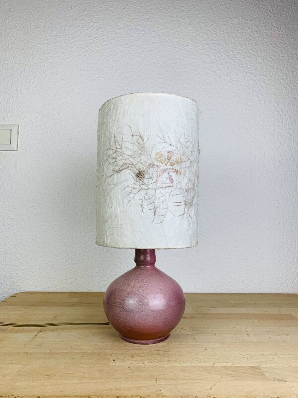 Lampe boule céramique rose Vallauris, années 60, vintage