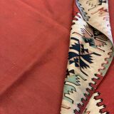 Antique 1900s Burgundy Kilim Rug, Square Wool Flatweave Carpet 143 x 161 cm