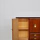 Mahogany pear tree, brass & glass top drawers sideboard from f.lli rigamonti desio, milan, 1940s