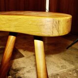 Vintage tripod stool in solid elm denmark 1960s