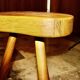 Vintage tripod stool in solid elm denmark 1960s