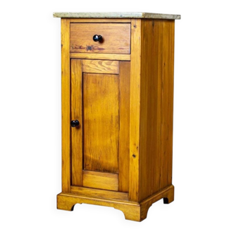Art Nouveau Pine Nightstand with Stone Top, 1910