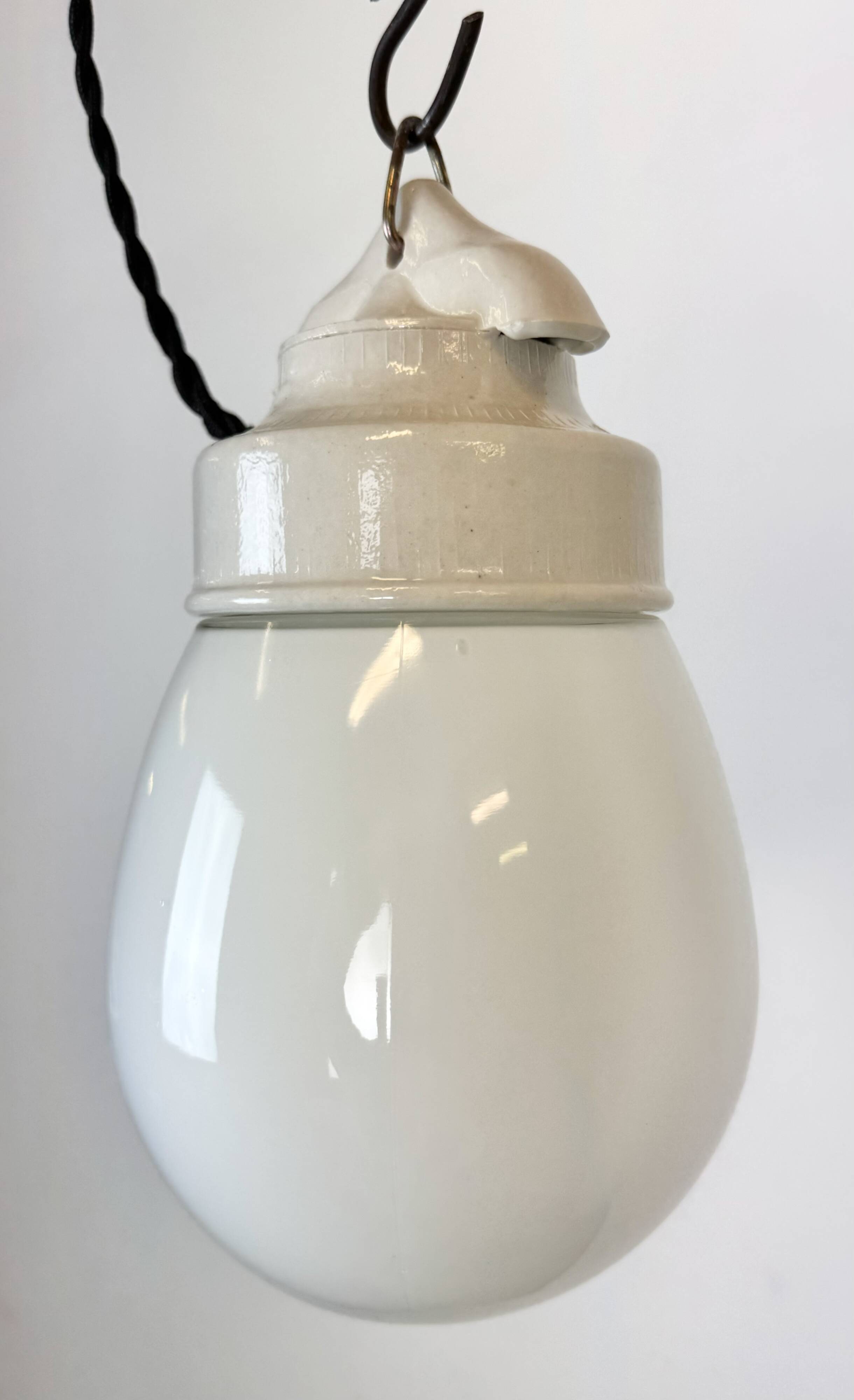 Vintage White Porcelain Pendant Light, 1970s