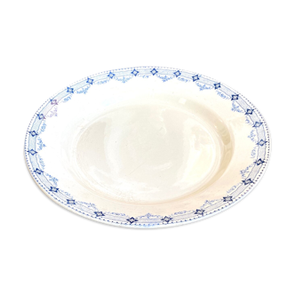 Round dish Hte Boulenger in white and blue iron earth, service "Lavoisier"