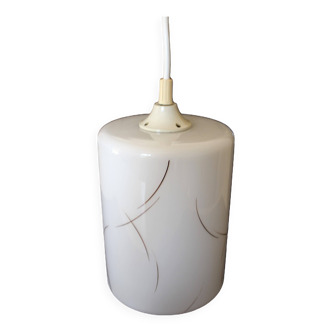 1960s opaline and gold chandelier pendant light