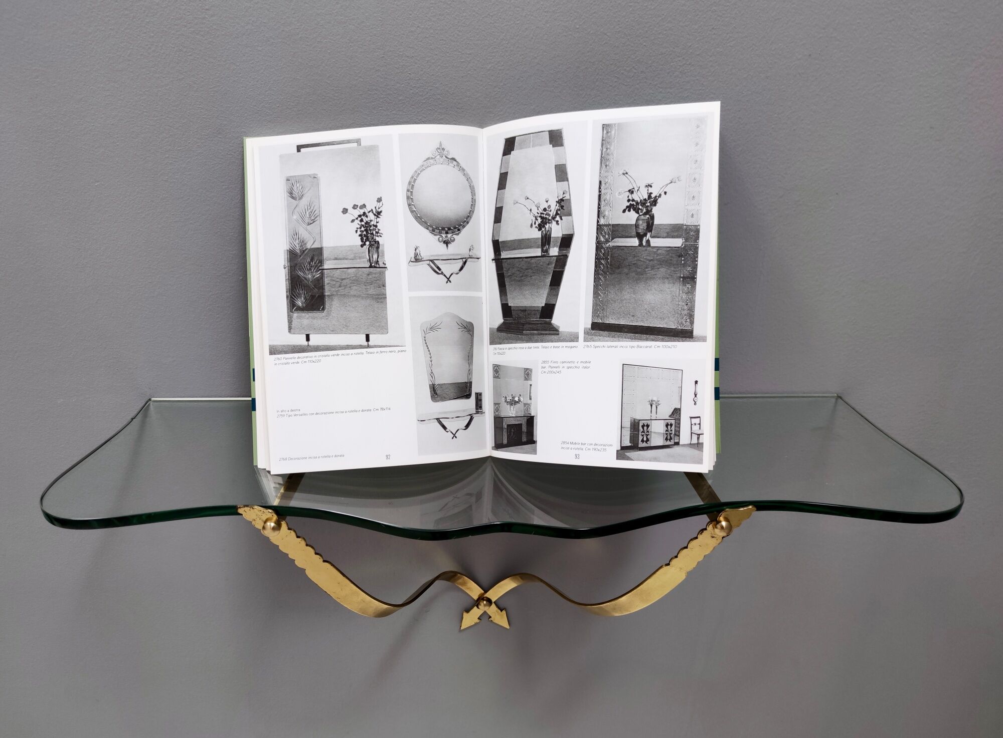Vintage Crystal and Brass Wall-Mounted Console Table by Cristal Art, Turin Italy