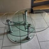 Vintage 80s 3-tier removable tempered glass coffee table