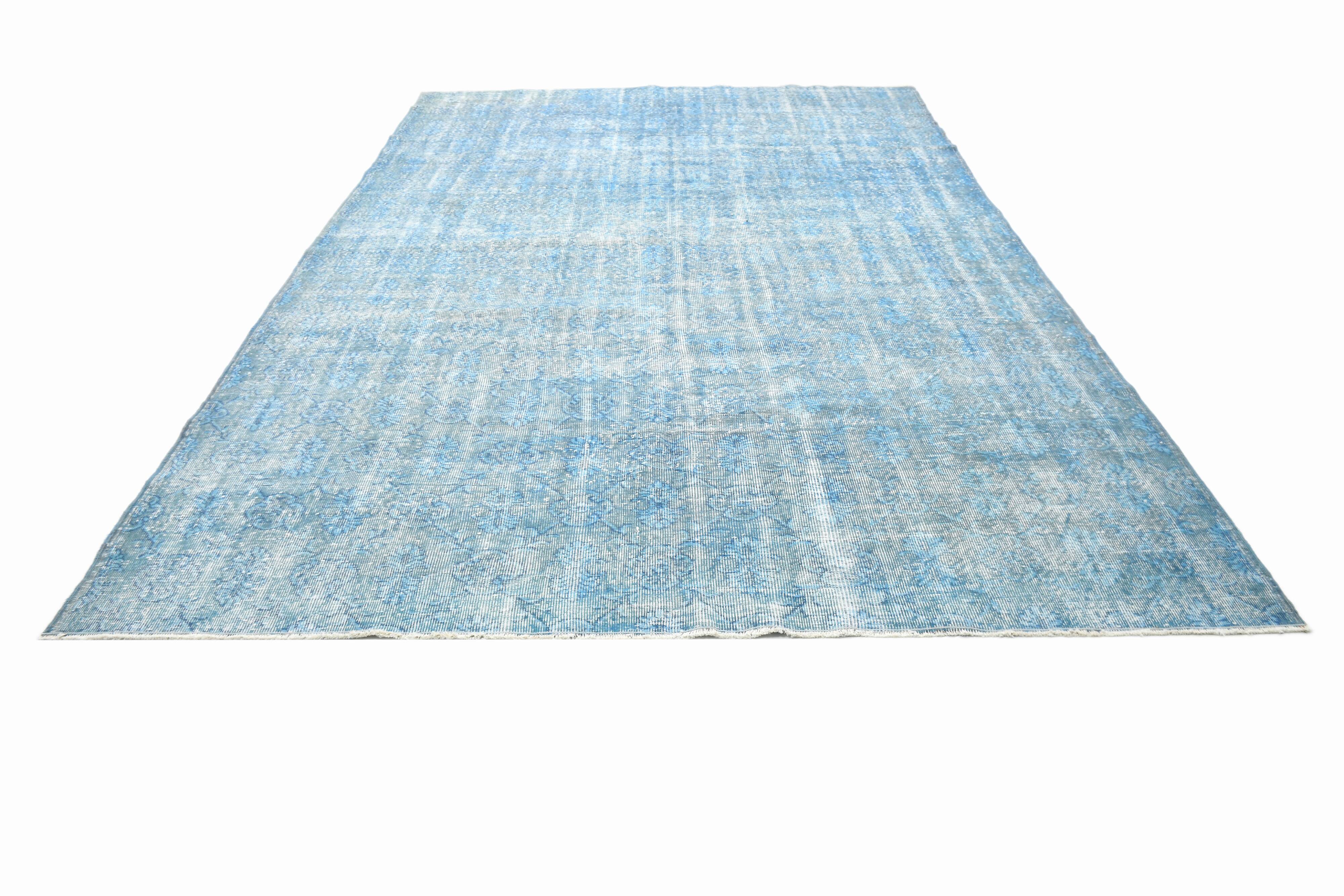7x11 Turkish Light Blue Camouflage Pattern Vintage Rug, 223x329Cm