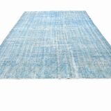 7x11 Turkish Light Blue Camouflage Pattern Vintage Rug, 223x329Cm