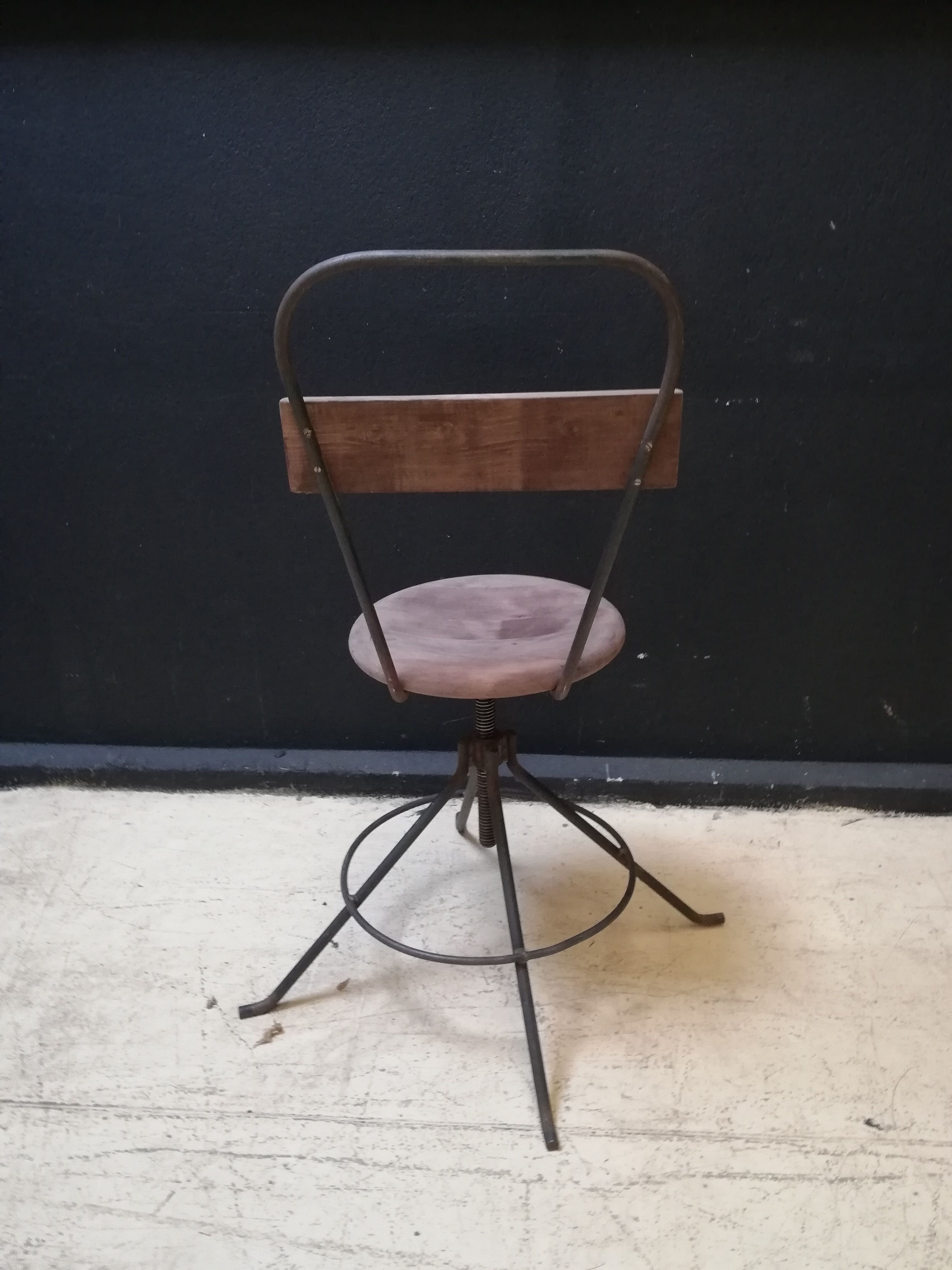 Industrial swivel chair wood and metal