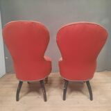 Pair of upholstered toad chairs