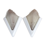 Pair of art deco-style pressed glass sconces