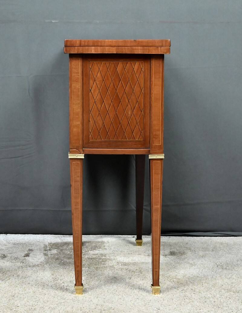 Small game table in marquetry, Louis XVI style – early 20th century
