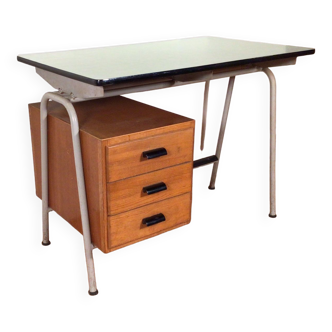 vintage industrial desk with formica top and drawers