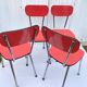 Set of 4 vintage chairs in pop red formica 1960s