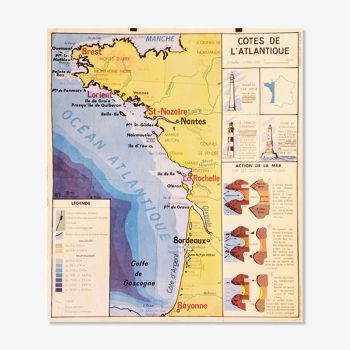 Carte scolaire climat de la France / côtes de l'atlantique