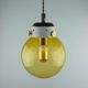Vintage Mid-Century Modern Industrial Amber Glass And Brass Metal Lamp