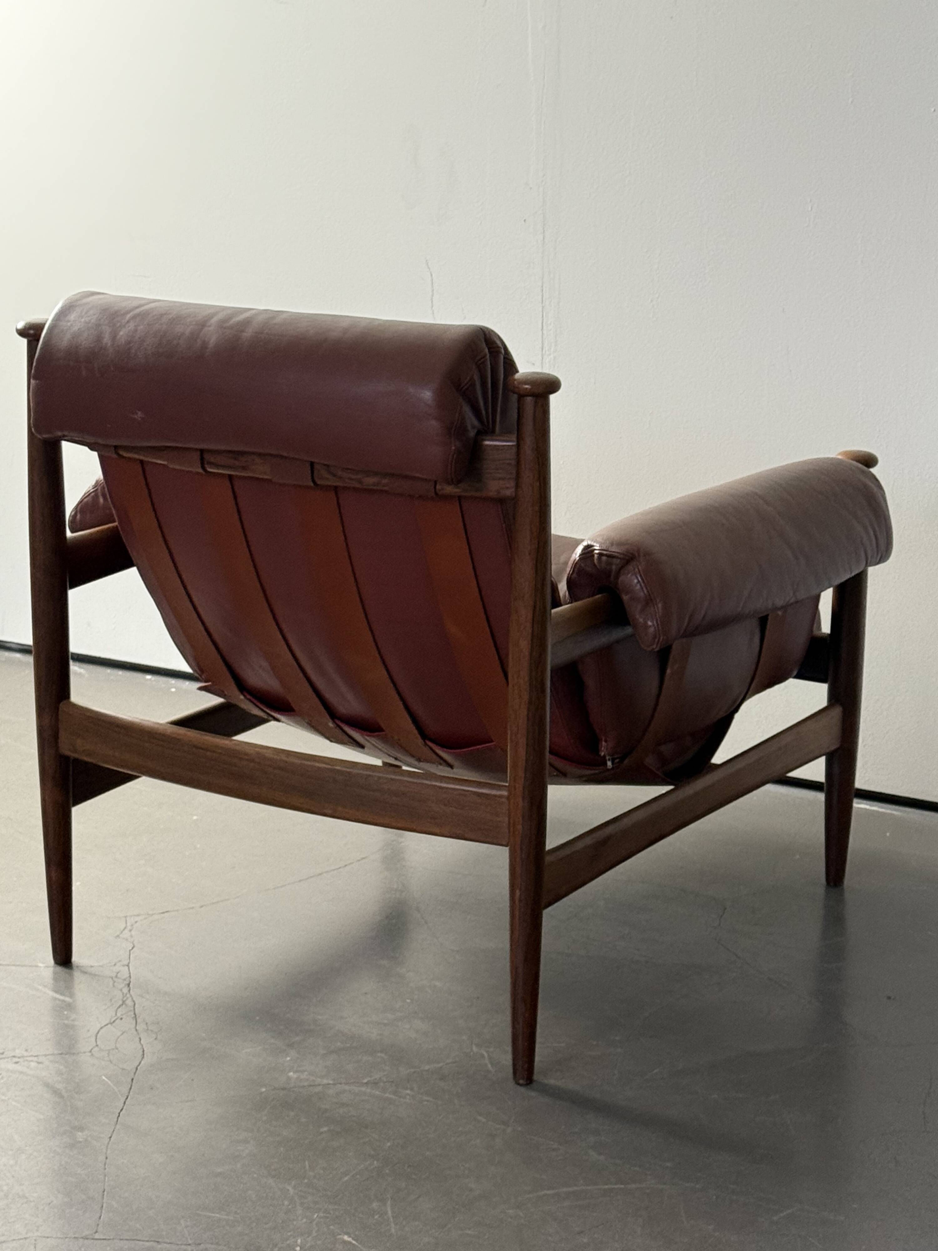 Admiral armchair by Eric Merthen, in leather and rosewood