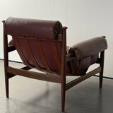 Admiral armchair by Eric Merthen, in leather and rosewood